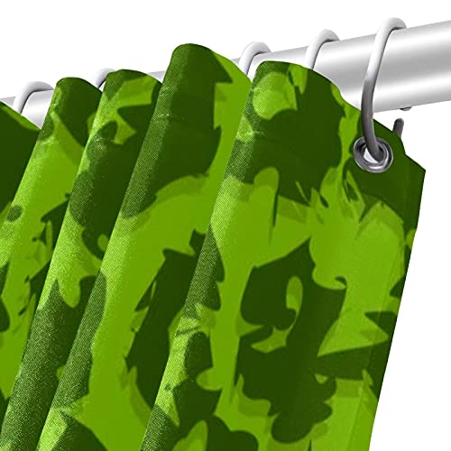 Rideau de douche imprimé léopard vert noir avec anneaux de fixation - 6