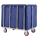 Grand Chariot de trieur de Linge Robuste avec Roues silencieuses, Chariot à Linge pour entrepôt Postal Domestique Industriel (Bleu)