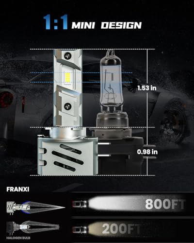Image of FRANXI H11B LED Bulbs, 60W 16000LM Super Bright Fog Lights, Pack of 2 | 6000K Cool White, 1:1 Design with Cooling Fan, Plug and Play