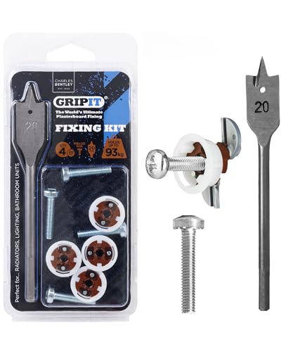 Gripit Brown Heavy Duty Plasterboard Fixings – Cabinet Kit – Pack of 4 – Holds Up to 93kg – Ideal for Drywall Anchor, Stud Wall Fixings, Cabinet Wall Fixings, Radiators, AV Equipment & Lighting