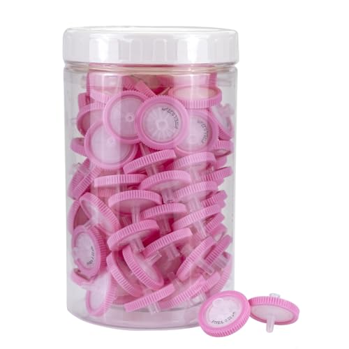 Syringe Filters PTFE Hydrophilic Filtration 0.22um Micron Pore Size 25mm Membrane Diameter Lab PTFE Membrane Disc Non-Sterile by Labfil, Pack of 100