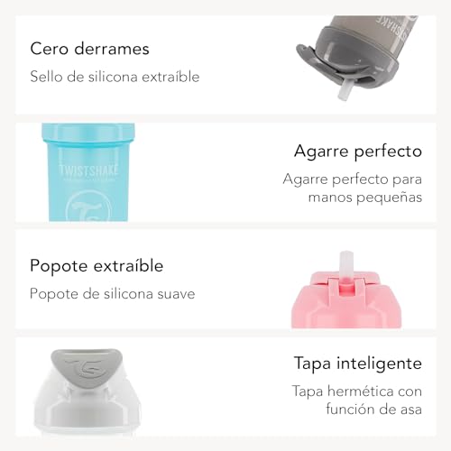 Garrafinha com canudo 360 ml Cinza Twistshake, Twistshake, Cinza