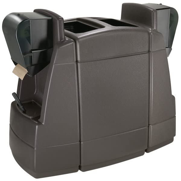 55 Gallon Gray Rectangular Waste Container with 2 Windshield Wash Stations and 2 Squeegees, Garbage Can, Recycle Bin, Exterior Trash Can, Outdoor Trash Can for Car Dealerships or Stations