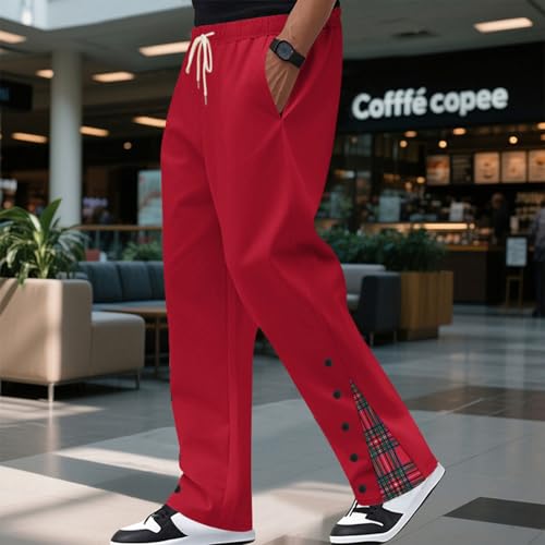 LOAIHA Men's Color Block Sweatpants Elastic Waist Drawstring Straight Pant Fall and Winter Sporty Casual Pants with Pockets4