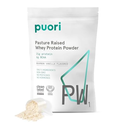 Puori Whey Protein Powder - Bourbon Vanilla - PW1 Pasture Raised, Grass-Fed & Non-GMO - 100% Natural and Pure for Muscle Growth - 21g Protein 1.98lbs - Gluten-Free