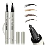 2 Pack Microblading Eyebrow Pen and Brow Tint for Women with Angled Brush & Dip to Effortlessly Create Natural Hair Like Brows, Waterproof Fast Eye Brow Makeup Pencil, Last All Day (Truffle)