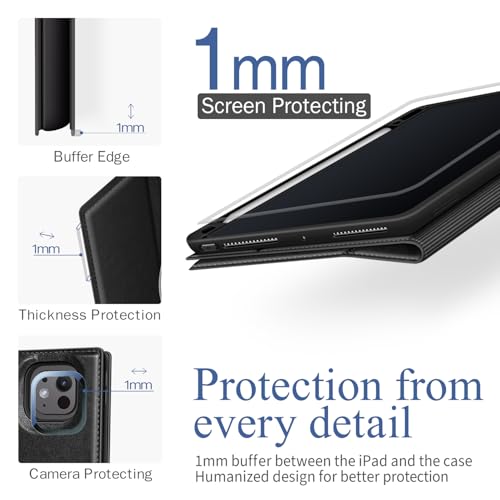 Antbox Case for iPad Pro 13 inch Case (M5/M4) 2025/2024 with Built-in Pencil Holder Supports Pencil Pro and Pencil (USB-C) Auto Sleep/Wake Function PU Leather Cover for iPad Pro 13'' (Black)