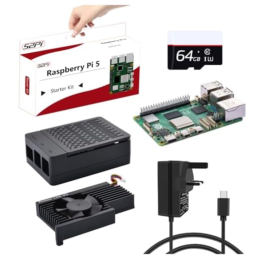 GeeekPi Starter Kit per Raspberry Pi 5 4 GB, con scheda RAM Pi 5 4 GB, scheda SD da 64 GB e lettore di schede, Pi 5 ABS con raffreddamento attivo Armor Lite V5, alimentatore USB C da 27 W, 5,1 V, 5 A,