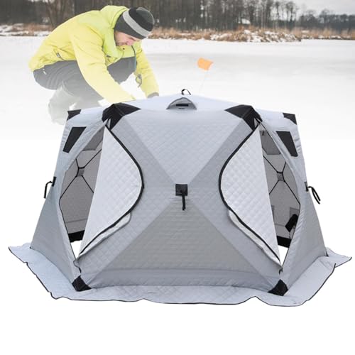Abri de pêche sur glace extensible en tissu Oxford imperméable à 2 portes