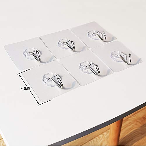 Miniatura 2 de Fangzidm 6 Piezas Ganchos Adhesivos Potentes Transparente, Impermeable, Sin Clavo Agujero 70mm Percha De Pared Para Abrigos Bufandas Toallas Bolsos Llaves En Oficina Cocina Baño