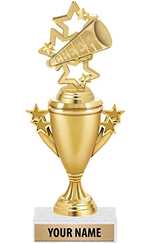 Cheer Megaphone Trophies - Gold - Cheerleading Trophy Award - Custom Engraving On White Marble Base - 1 Pack Prime
