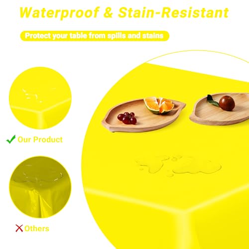 Image of QZYL 4 PCS Rectangle Tablecloth, 54 x 108 Inches Congratulations Decorations of Picnic Table Cover, Robust Yellow Table Cloth for Restaurant Party, Plastic Table Cloth of Leakproof and Waterproof