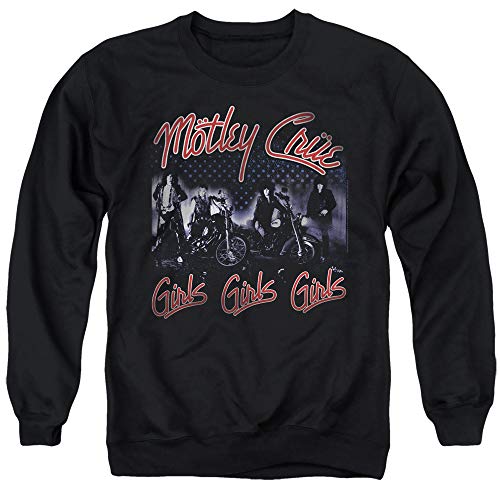 Motley Crue Girls Unisex Adult Crewneck Sweatshirt for Men and Women, Medium Black