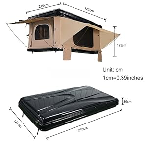 Tenda Tetto Impermeabile Tenda Tetto A Guscio Rigido con Scala E Luce Solare di Emergenza, Tenda da Tetto per Camion SUV per 3-4 Persone per Auto, Camion, SUV, Campeggio, Viaggi - immagine 4