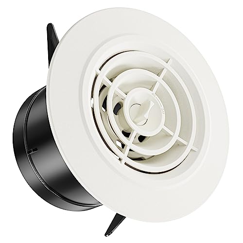 HG Power 4 Inch Adjustable Air Vent Covers for Walls with Flyscreen Mesh 100mm Vent Cover Closeable Round Air Vent Covers for Extractor Fan, Bedroom, White