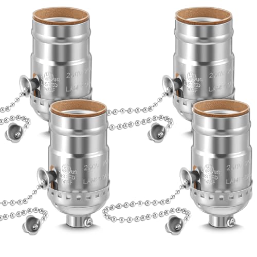 4 Pcs Pull Chain Lamp Socket Replacement,Silver