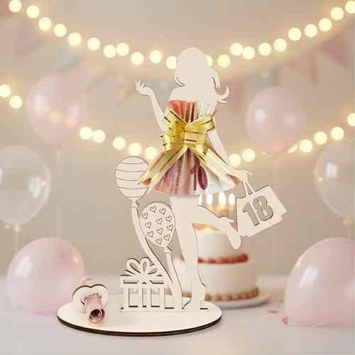 Geldgeschenk 18. Geburtstag Mädchen - Holz Schild Gästebuch, Geschenk zum 18. Geburtstag für Mädchen, Deko und Geldgeschenk in Einem, Personalisierbares Idee zur Jugendweihe & Abschluss