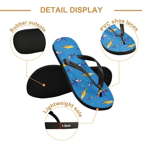 Flip Flop Sandals Sharks Cartoon Print for Women Men Beach Outdoor XS3