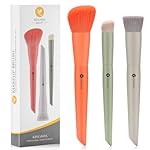 KINGMAS 3Pcs Foundation Brush Contour Concealer Brush Set, Under Eye & Blusher Brush Face Kabuki Makeup Brushes