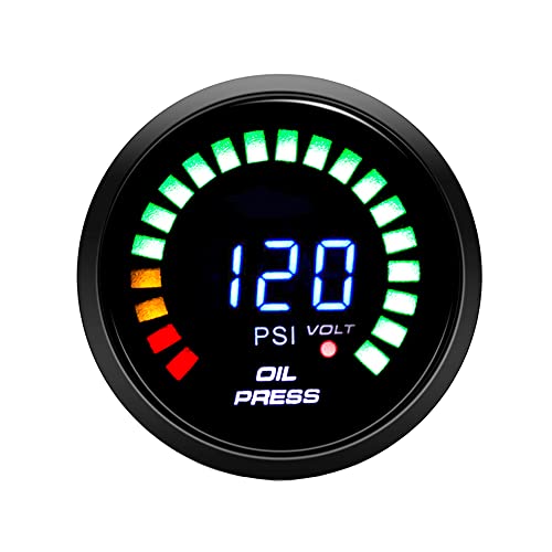 ETOPARS Moteur Voiture Auto Numérique 2 Pouces 52mm Kit de Jauge de Pression d'huile Presse Indicateur Affichage Lumineux Lentille de Teinte Fumée