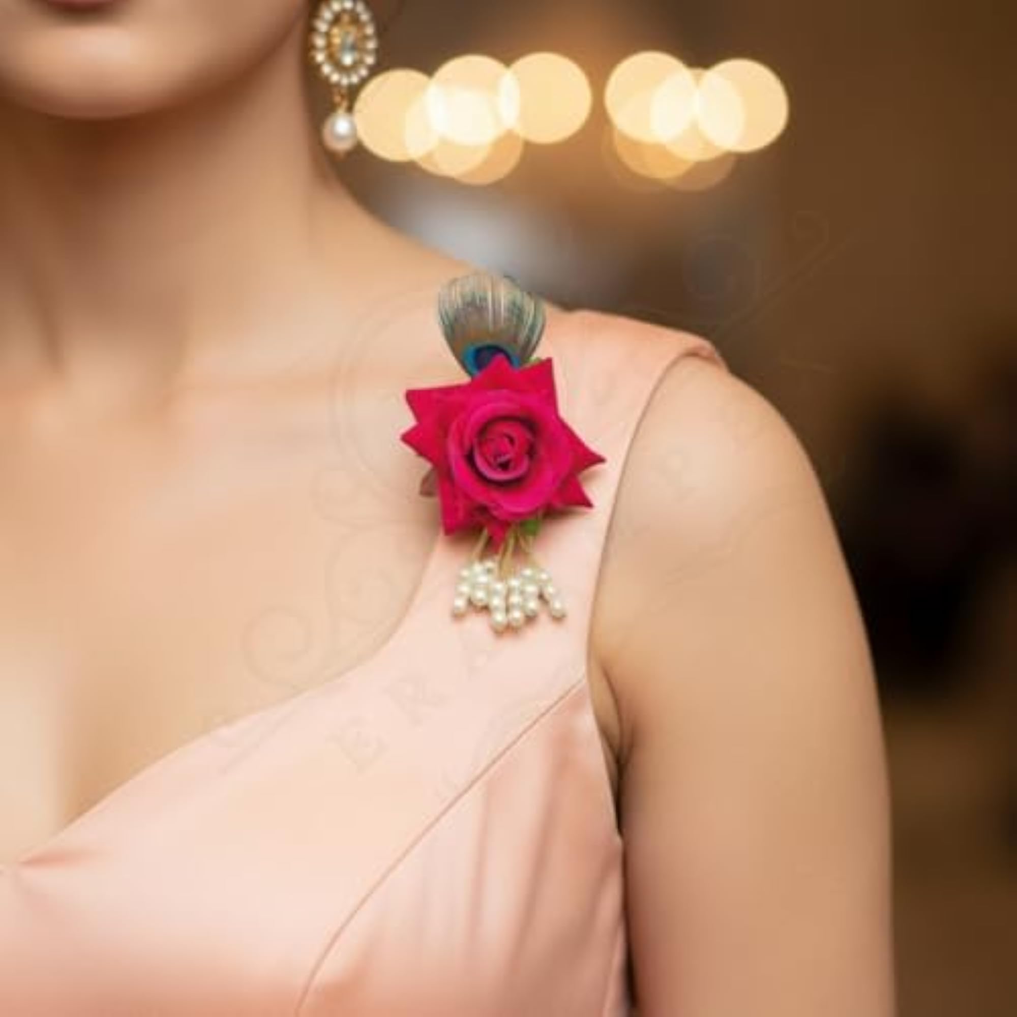 Premium Rose Flower Brooch for Traditional Wear