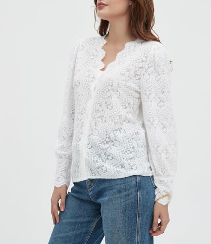 Luxveer Dressy Lace Tops For Women Blouses For Women Casual V Neck Button Down Shirts For Women Black thumb #4