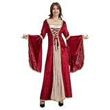 rinascimento abito nero a fiori Costume medievale: questo vestito è realizzato in stile vintage medievale e sottolinea la tua eleganza senza tempo. È la scelta perfetta per Halloween o feste gotiche.