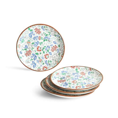 Image of ExclusiveLane 'Spring Garden' Handcrafted Ceramic Quarter Plates Small Side Snack Plates (Set of 4, Microwave Safe, Dishwasher Safe)
