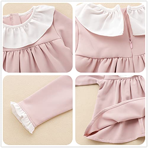 Milki Rabbit Toddler Baby Girl Dress Long-Sleeve Ruffled Spring Fall Princess Dresses (6-9 Months) Pink #TOP3