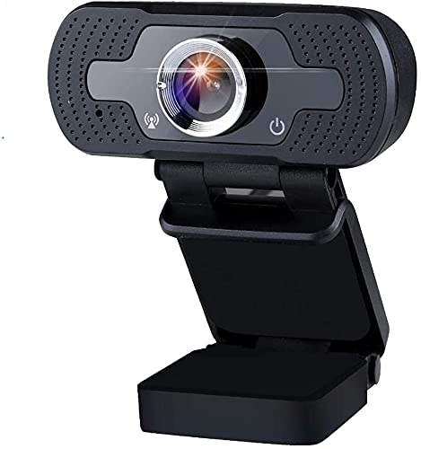PATIOSNAP Webcam 1080P Full HD Web Camera USB Desktop Laptop PC Webcam with Built-in Microphone USB Plug & Play for Live Broadcast Video Meeting Black