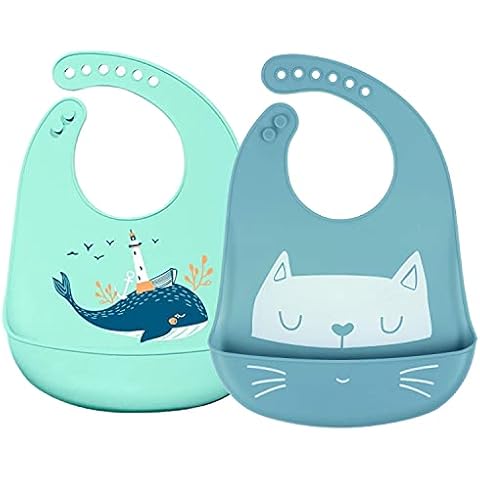 Baberos Bebé Impermeables de Silicona Flexible Suave Cover