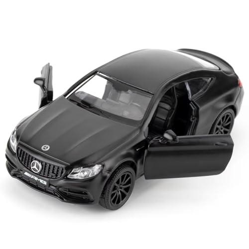 imtfzct 1/36 Benz C63 S AMG Spielzeugauto，Kinder Spielzeugauto mit Pull Back Funktion, sammelbares Modellauto aus Leichtmetall, Geburtstagsgeschenk für Jungen und Mädchen (schwarz)