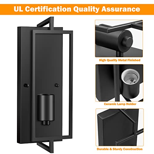 Industrial Black Wall Sconces, Vintage Farmhouse Wall Sconces Lighting Set Of 2, Metal Light Fixtures, Indoor Rustic Wall Mounted Lamp For Living Room Bedroom Hallway #TOP5