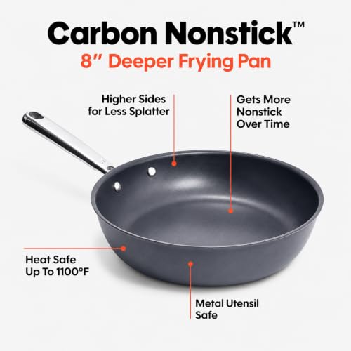 Image of Misen Deeper Carbon Nonstick Skillet - Nitrided Carbon Steel - 8 Inch