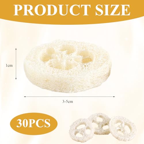 30 Stück Luffa Schwamm,Loofah Schwamm Luffa Seifenablage Luffaschwämme Natur Luffa Schwamm Seifenkissen Kann Lange Verwendet Werden Luffa-Schwamm-Seifenpads für Dusche Badezimmer Küchenarbeitsplatten