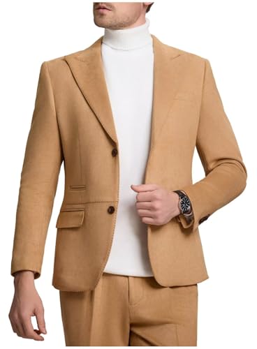 Suit for Men Suede 2 Piece Slim Fit Groomsmen Wedding Formal Tuxedo Suits Casual Velvet Blazer Jacket Dress Pants Sport Coat