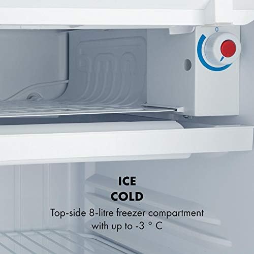 Klarstein Yummy - Refrigerator, 90 Litres Capacity, Freezer: 8 Litres, Refrigerator: 82 Litres, Chrome-Plated Paneling, Energy Efficiency Class F, Coolant: R600a, Low Noise: 41dB, Colour: Red