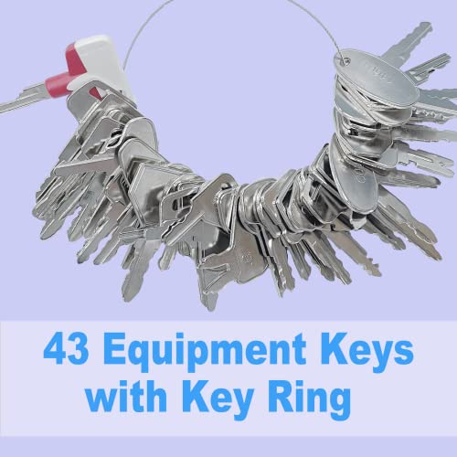 43 Heavy Equipment Keys Master Set with Keyring, Construction Keys for Heavy Equipment Fits John Deere, Forklift, Case, Bobcat, Kubota, JD, Ford, Yanmar, Komatsu, JLG, Hyster and More