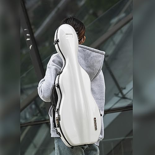 Christina violin case 4/4 Full Size Violin case High-Strength Carbon Fiber Pear-Shaped Violin Music Bag With Combination Lock and Extra Bag White Violin Hard Case (VB-Random type-WhiteDot spot)