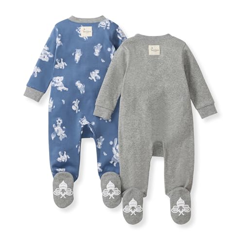 Image of Burt's Bees Baby unisex-baby Sleep & Play, Organic One-piece Romper-jumpsuit Pj, Zip Front Footed Pajama
