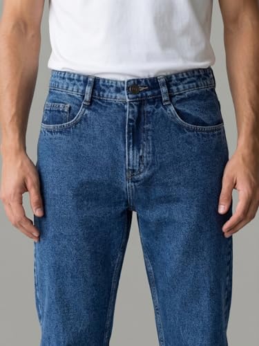 Image of Urbano Fashion Men's Relaxed Fit Washed Denim Jeans Non-Stretchable
