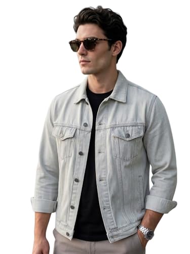 Image of Urbano Fashion Men's Regular Fit Washed Full Sleeve Denim Jacket