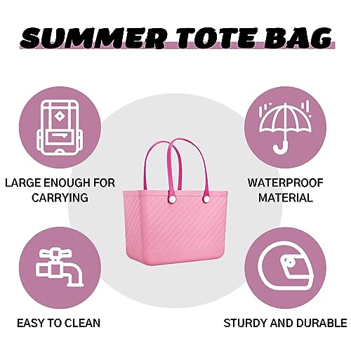 Sac de plage imperméable EVA anti-sable | Grand cabas lavable rose