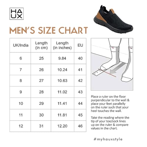 Image of HAUX Men's Slip-On Running Shoes | Lightweight Sports Sneakers with Memory Foam Cushioning | Walking, Gym, Jogging, Training | Ultra Comfort & Style