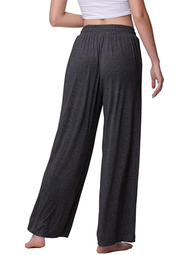 Image of Veseacky Women's Wide Leg Lounge Pants Yoga Pajamas Comfy Stretch Drawstring Pajamas Puls Size Dance Bottoms S-4XL