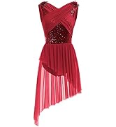 AFAVOM Women's Sequin Flower Ice Skating Dress for Competition Costume