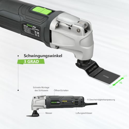 GALAX PRO 260W Oszillierer – 6-fach verstellbar & kraftvoll | Ideal zum Schneiden, Schleifen...