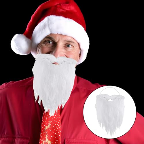 6 Stück Weihnachtsmann Bart Weißer,Weihnachten Santa Nikolaus Beard Mit Spannband Set,Weihnachtsmannbart Nikolausbart Wichtelbart Weiß Künstlicher Falscher für Kinder Fasching Geburtstagsfeier Party
