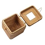 FOMIYES Caja de Pañuelos Cuadrada de Ratán Tejido a Mano, Soporte Decorativo para Servilletas en Sala y Comedor, Contenedor Natural para Papel, Accesorio de Baño y Hogar, Tamaño Medio,