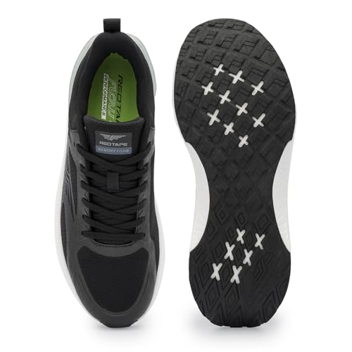 Image of Red Tape Men's Sneakers White Black Mesh Round Toe Lace-Up Easy Movement